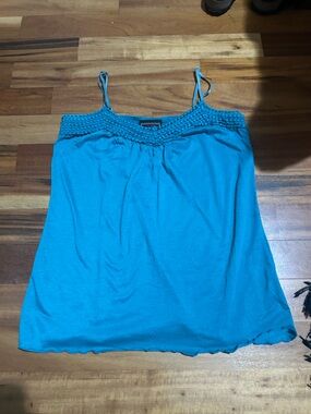 Women’s Turquoise Crochet-Trim Cami Tank Top